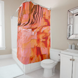 Abstracte mozaïekzalm, licht gekaard en parelzalm douchegordijn