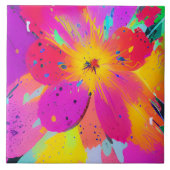 Abstracte multi gekleurde bloem tegeltje (Voorkant)