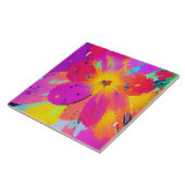 Abstracte multi gekleurde bloem tegeltje (Zijkant)