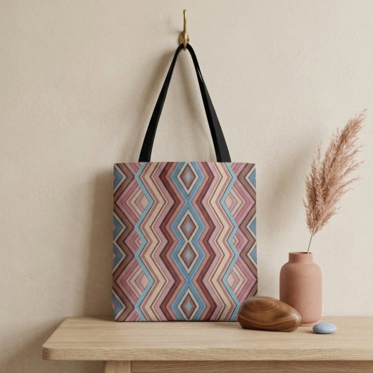 Abstracte multi-kleur zigzag strepen tote bag