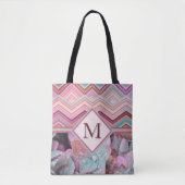 Abstracte multi-kleur zigzagstrepen tote bag (Voorkant)