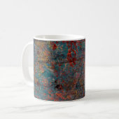 Abstracte multicolor grunge achtergrond met abstra koffiemok (Voorkant links)