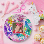 Abstracte Multicolor Happy Birthday Bokeh Foto Papieren Bordje (Feest)