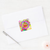 Abstracte Multicolor Personalized Birthday Vierkante Sticker (Envelop)