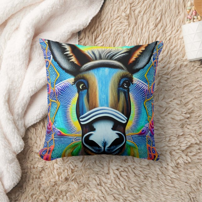 Abstracte Multicolored Little Donkey Kussen (Deken)