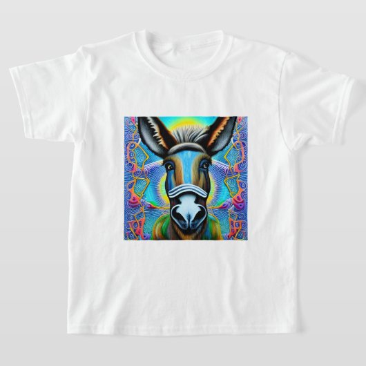 Abstracte Multicolored Little Donkey T-shirt (Laagn)