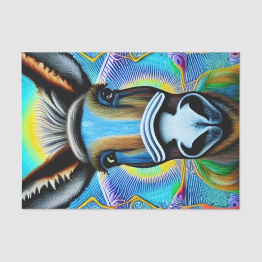 Abstracte Multicolored Little Donkey Tissuepapier (Voorkant)