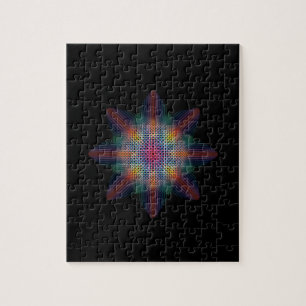 Abstracte Multicolored Star op Solid Black Legpuzzel