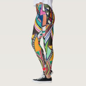 Abstracte multicolortekencollage leggings (Links)