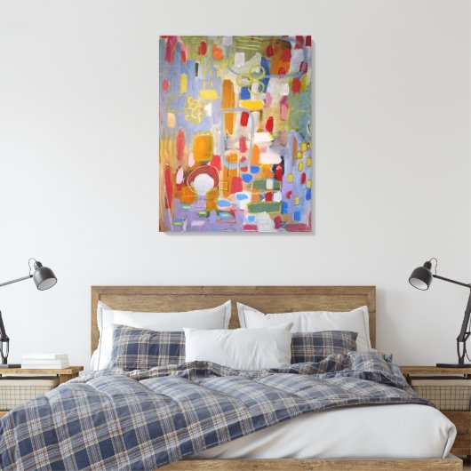 Abstracte multikleurencanvas afdrukken (Insitu (Slaapkamer))