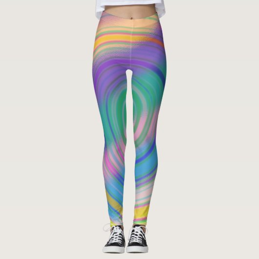 Abstracte multikleurenwervelkolom leggings (Voorkant)