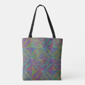 abstracte multikleurige neon tegelontwerp tote bag (Achterkant)
