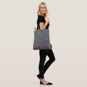 abstracte multikleurige neon tegelontwerp tote bag (Op model)