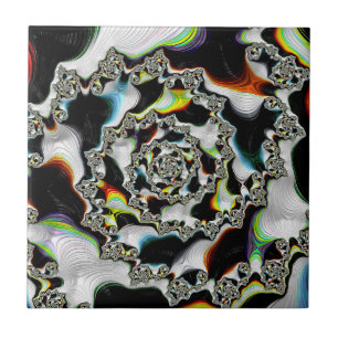 Abstracte multikleurige psychedelische spiraalfrac tegeltje