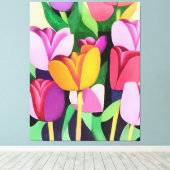 Abstracte multikleurige Tulpen met meerdere kleure Canvas Afdruk (Insitu (Houten vloer))