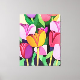 Abstracte multikleurige Tulpen met meerdere kleure Canvas Afdruk