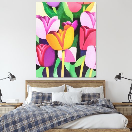 Abstracte multikleurige Tulpen met meerdere kleure Canvas Afdruk (Insitu (Slaapkamer))