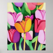 Abstracte multikleurige Tulpen met meerdere kleure Poster (Voorkant)
