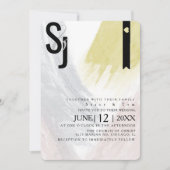 Abstracte Mustard Blush Brush Strokes Wedding Suit Kaart (Voorkant)