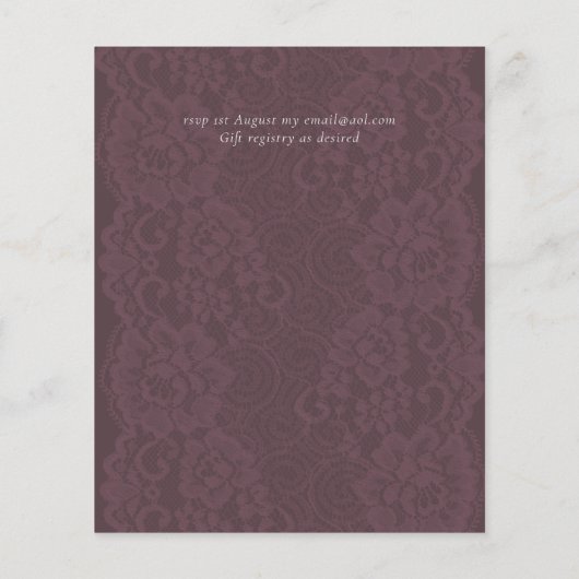 Abstracte Mustard Lace Merlot Wedding Invite Budge (Achterkant)