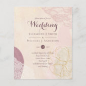Abstracte Mustard Lace Merlot Wedding Invite Budge (Voorkant)