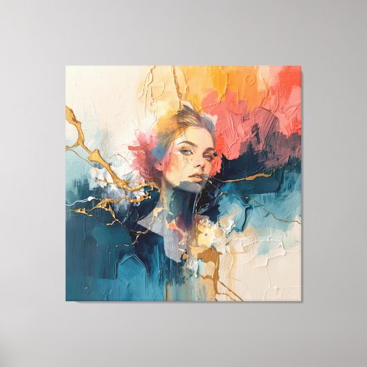 abstracte muurkunst, moderne kunst print, vrouw po canvas afdruk (Voorkant)