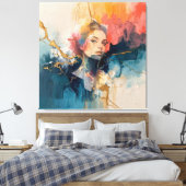 abstracte muurkunst, moderne kunst print, vrouw po canvas afdruk (Insitu (Slaapkamer))