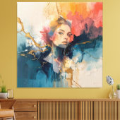 abstracte muurkunst, moderne kunst print, vrouw po canvas afdruk (Insitu (Woonkamer))