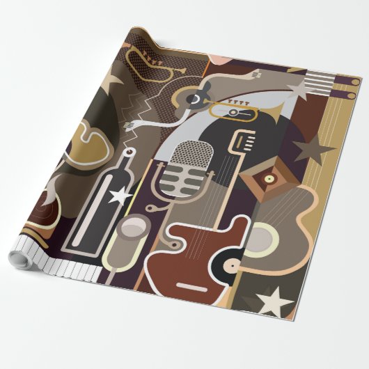 Abstracte muziek achtergrond cadeaupapier (Uitgerold)