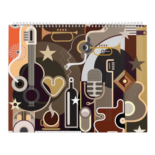 Abstracte muziek achtergrond kalender (Hoes)