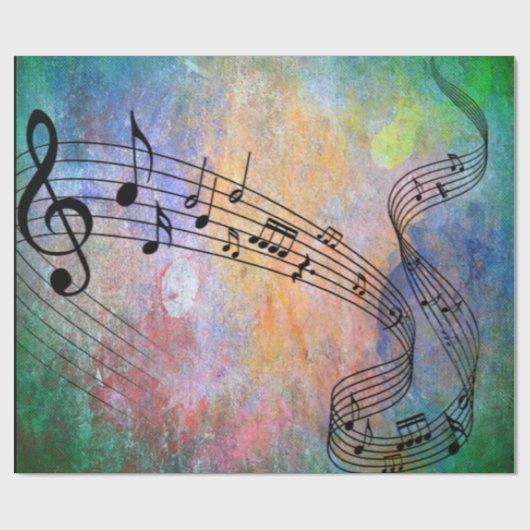 abstracte muziek cadeaupapier (Vlak)