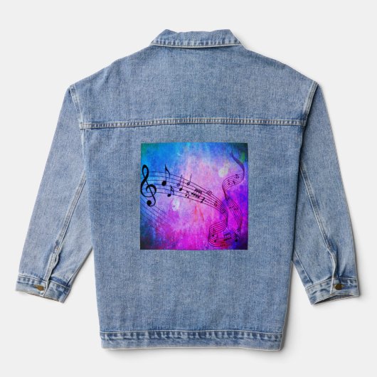 abstracte muziek denim jacket (Achterkant)
