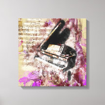 Abstracte muziek Piano Design Paarse Canvas Muurku