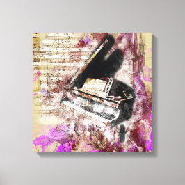 Abstracte muziek Piano Design Paarse Canvas Muurku