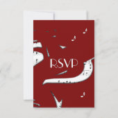 Abstracte Muziek RSVP met menukeuze in Maroon (Achterkant)