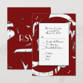 Abstracte Muziek RSVP met menukeuze in Maroon (Voorkant / Achterkant)