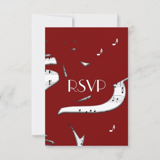 Abstracte Muziek RSVP met menukeuze in Maroon Kaartje (Achterkant)