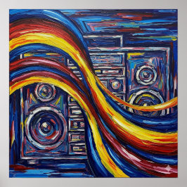 Abstracte muziek schilderen poster