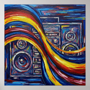 Abstracte muziek schilderen poster
