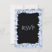 Abstracte muziek zwart en blauw RSVP met menu keuz (Achterkant)