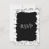 Abstracte muziek zwart-wit RSVP met menu keuze (Achterkant)