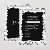 Abstracte muziek zwart-wit RSVP met menu keuze (Voorkant / Achterkant)