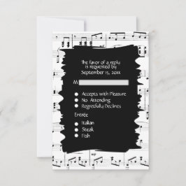 Abstracte muziek zwart-wit RSVP met menu keuze