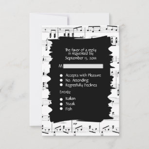 Abstracte muziek zwart-wit RSVP met menu keuze