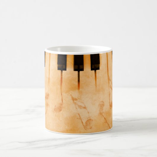 Abstracte muziekachtergrond - Toetsenbord en muzie Koffiemok (Center)