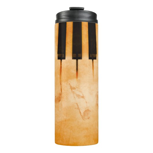 Abstracte muziekachtergrond - Toetsenbord en muzie Thermosbeker (Voorkant)