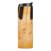 Abstracte muziekachtergrond - Toetsenbord en muzie Thermosbeker (Gedraaid links)