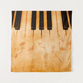 Abstracte muziekachtergrond - Toetsenbord en muzie Wandkleed