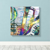 Abstracte muziekkunst collage - gemengde media #1 canvas afdruk (Insitu (Houten vloer))