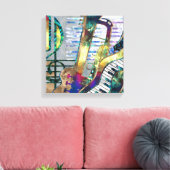 Abstracte muziekkunst collage - gemengde media #1 canvas afdruk (Insitu (Woonkamer))